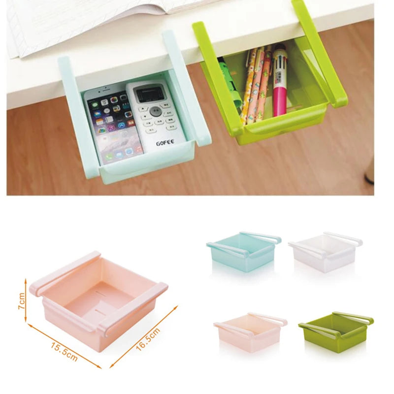 Slide Kitchen Fridge Freezer Space Saver Organizer Storage Box Rack Shelf Holder Refrigerator Shelf with Drain Holder