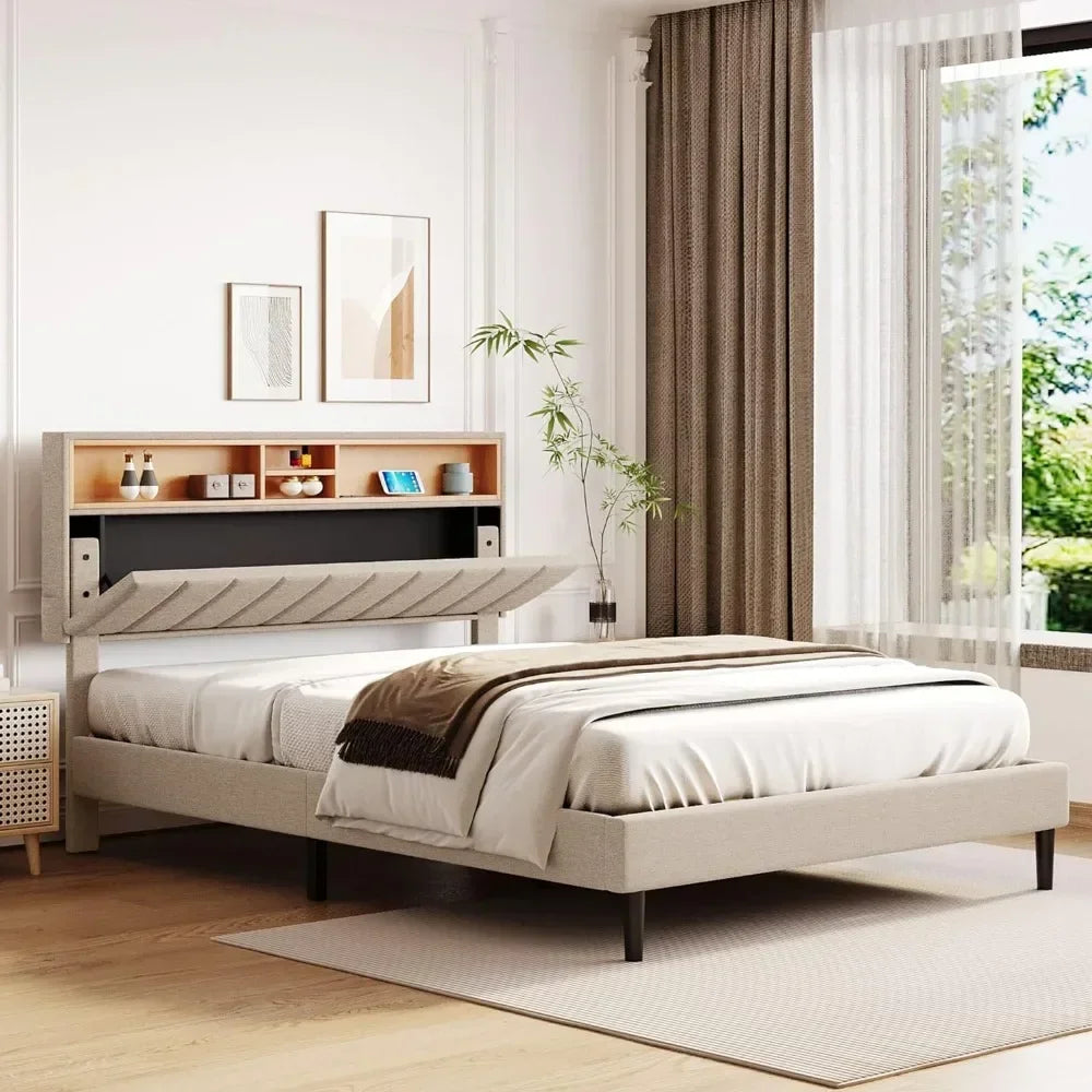 Headboard with storage and USB ports,