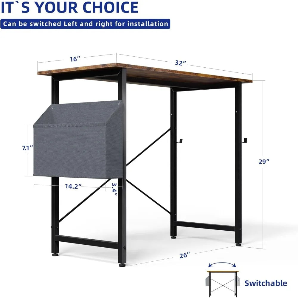 Computer Desk for Small Spaces with Storage Bag