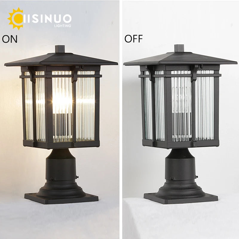Outdoor Post Lights with Pier Mount Pillar Lamp Black Aluminum Waterproof Light Fixtures Fence Lighting for Garden Patio Pathway