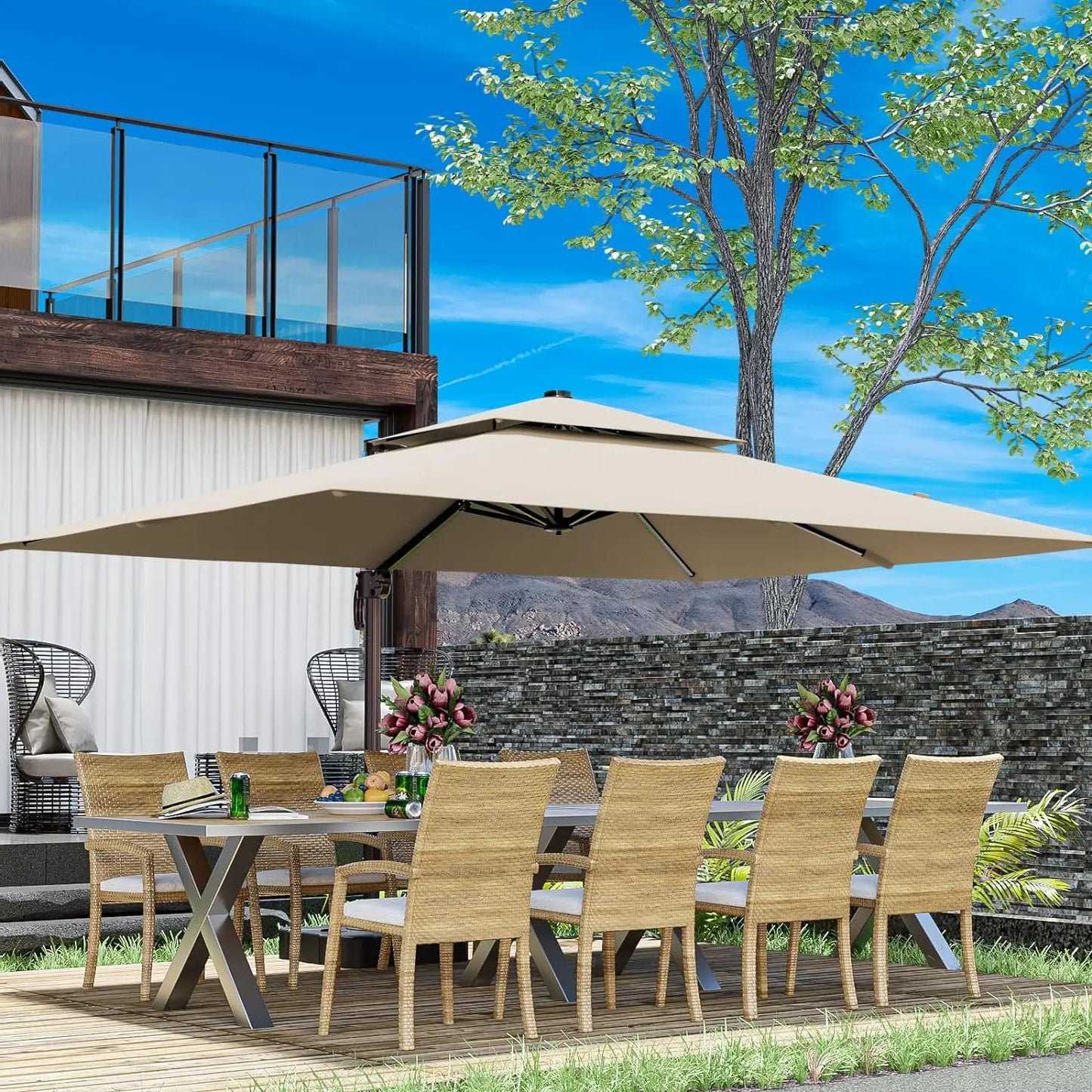 Cantilever Outdoor Patio Umbrellas, 10x13FT