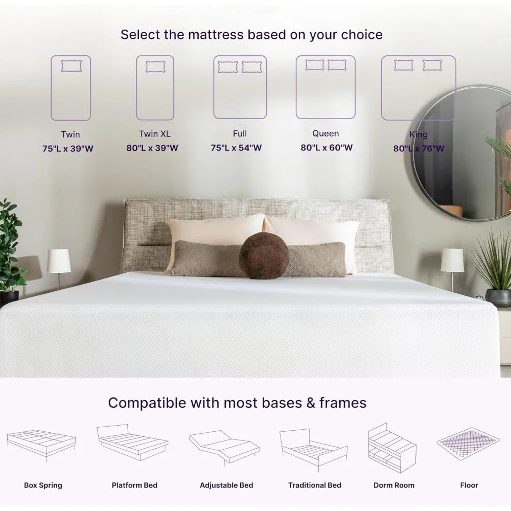 h Queen Size Memory Foam Mattresses, White