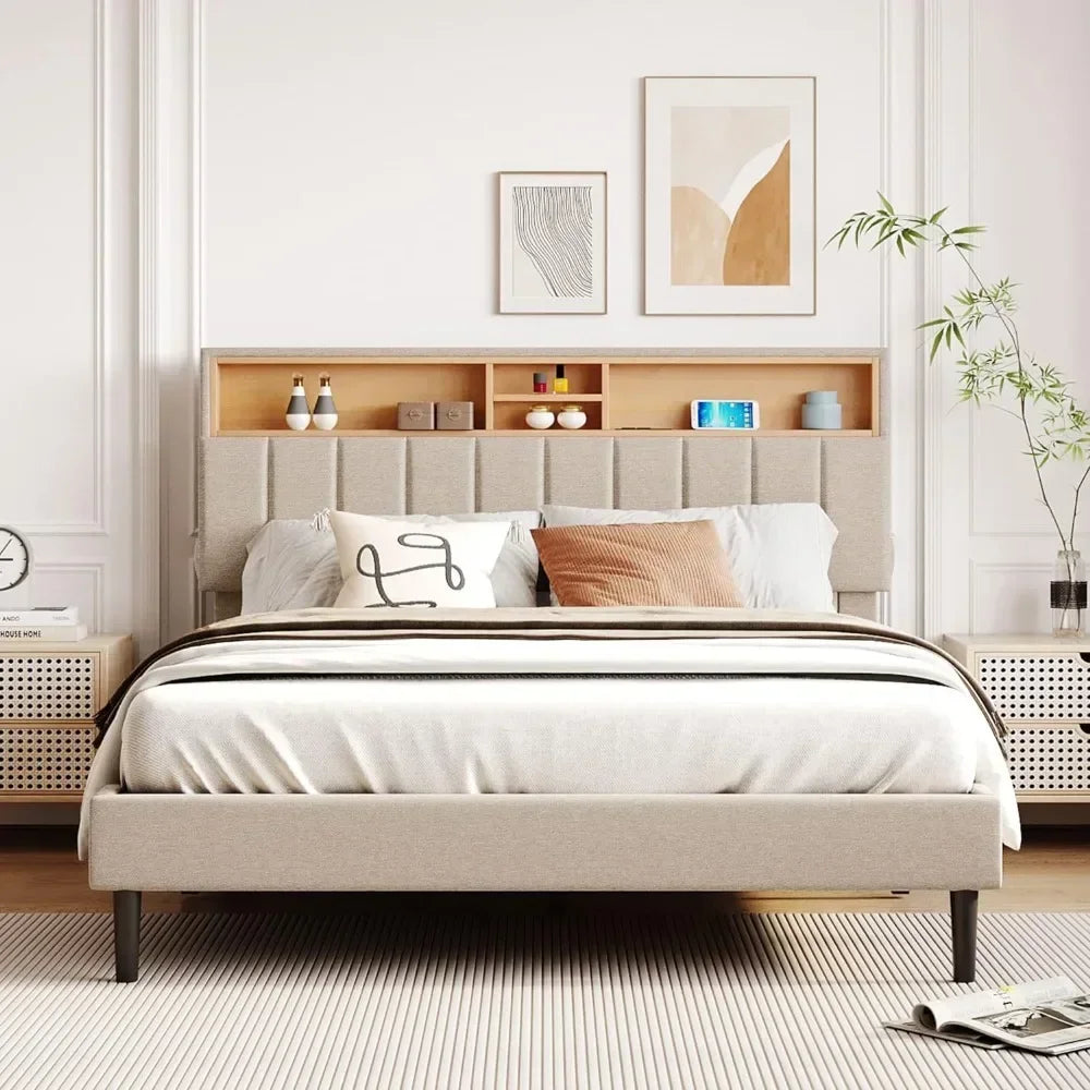 Headboard with storage and USB ports,