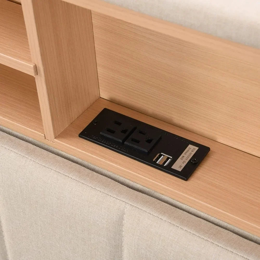 Headboard with storage and USB ports,