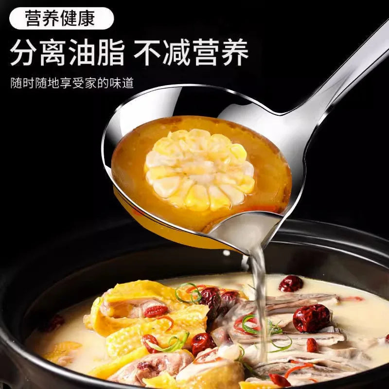 Stainless Steel Colander Spoon Soup Colander Kitchen Soup Gravy Oil Soup Fat Separator Ladles Skimmer Colander