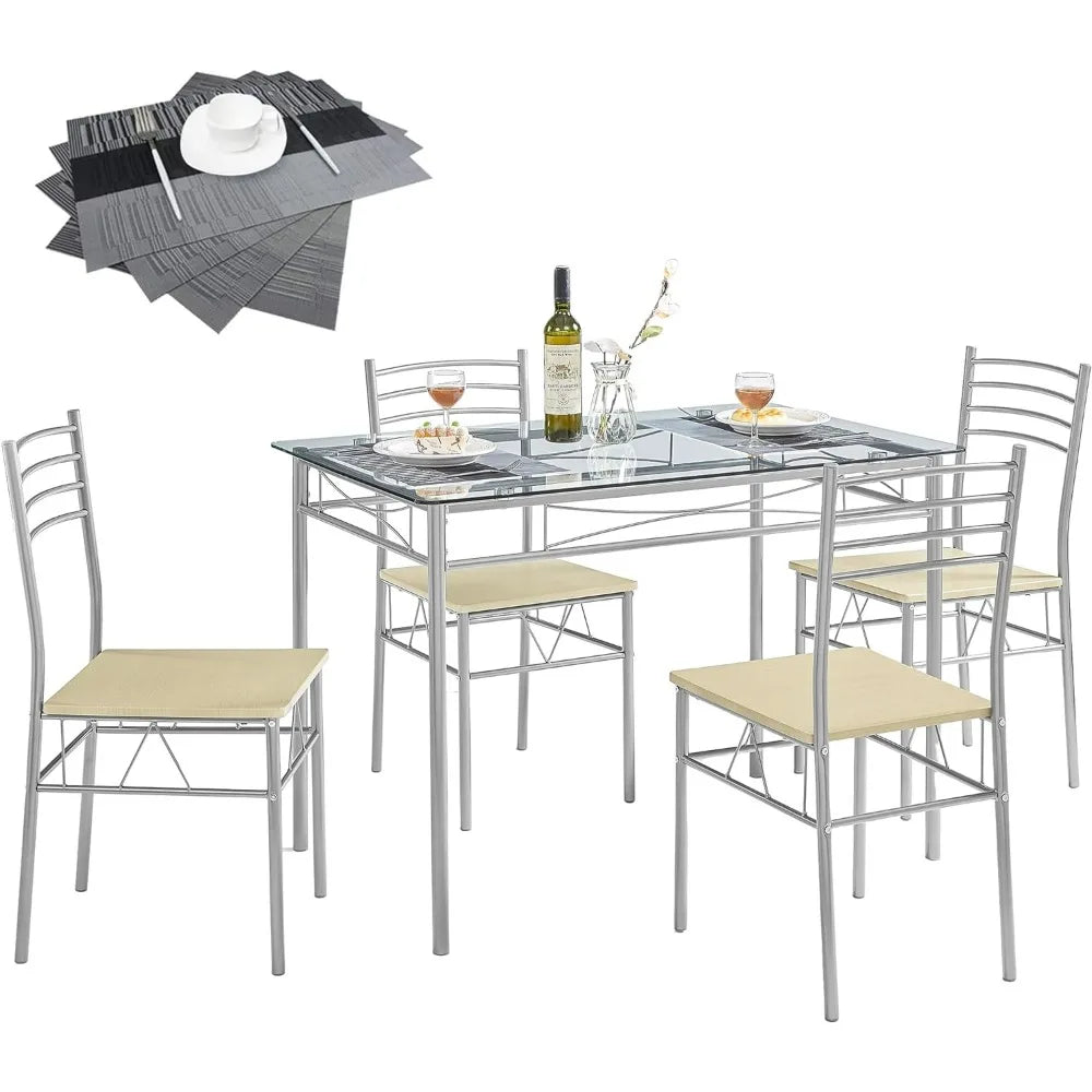 Kitchen Dining Room Table and Chairs 4, 5-Piece Dinette Sets