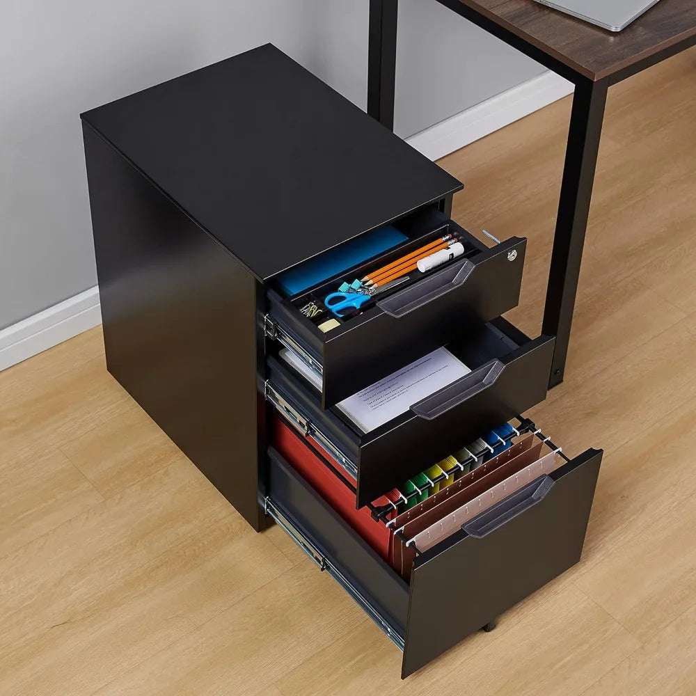 Lockable mobile file cabinet