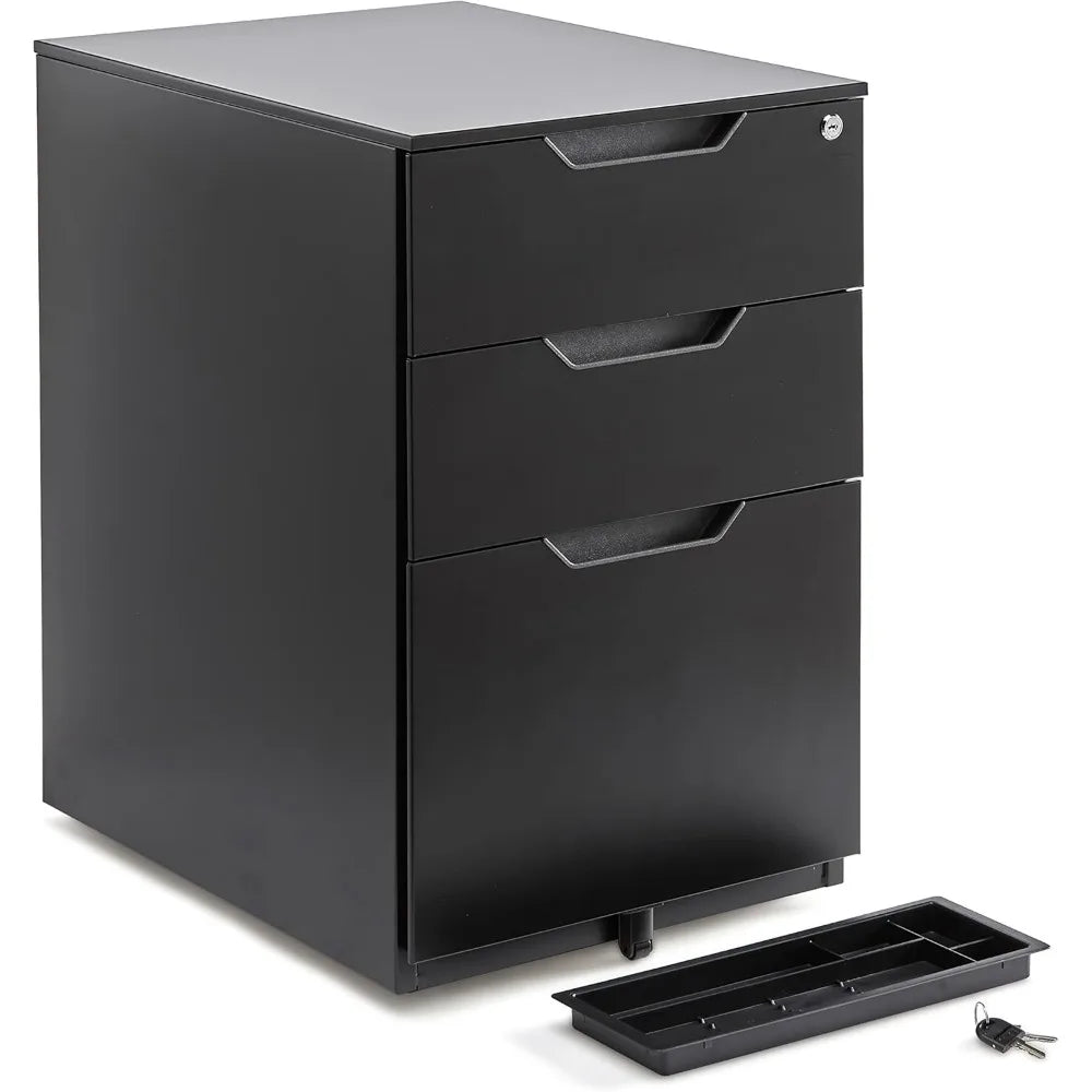 Lockable mobile file cabinet