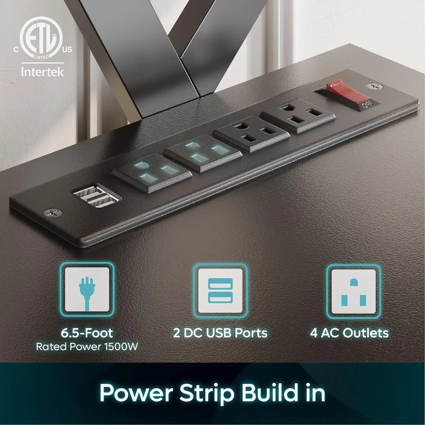 Gaming TV Stands for Living Room with Power Outlet, Fiber Black