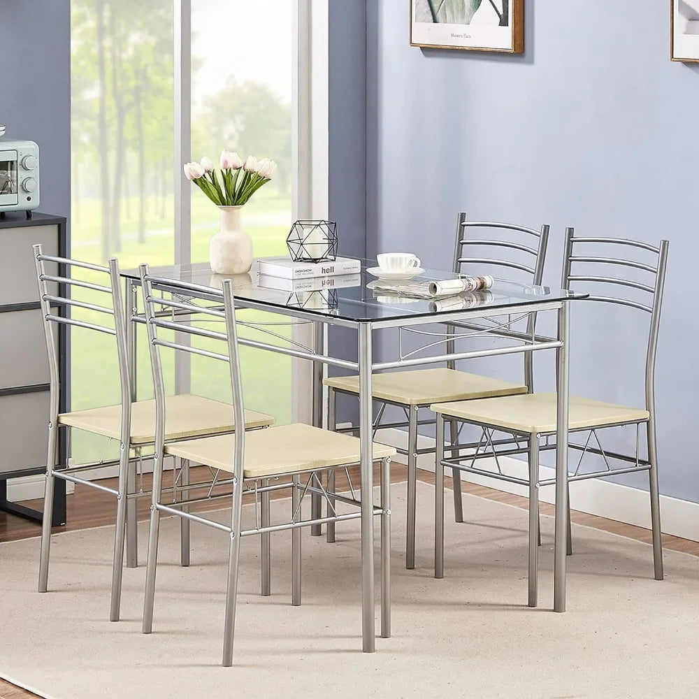 Kitchen Dining Room Table and Chairs 4, 5-Piece Dinette Sets