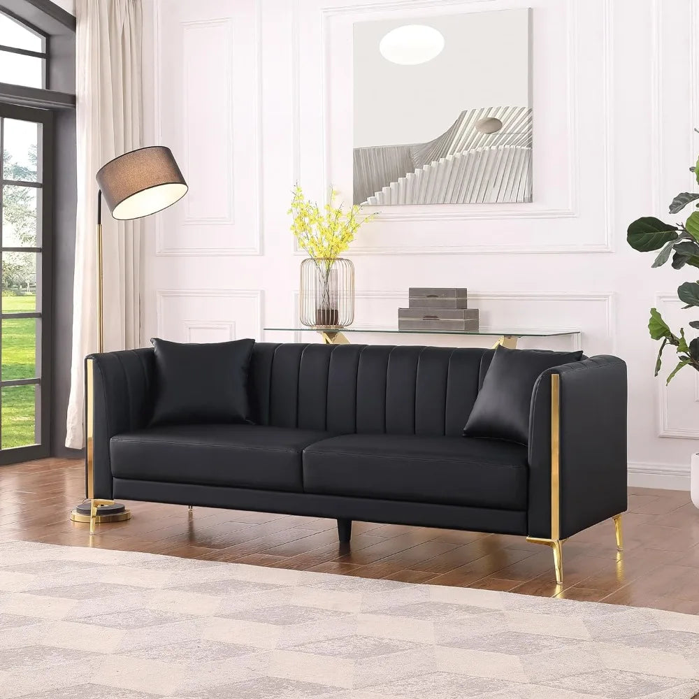 Living Room Sofa, couch features considerable resilience and durability, 78inch wide capacious seat cushion holds