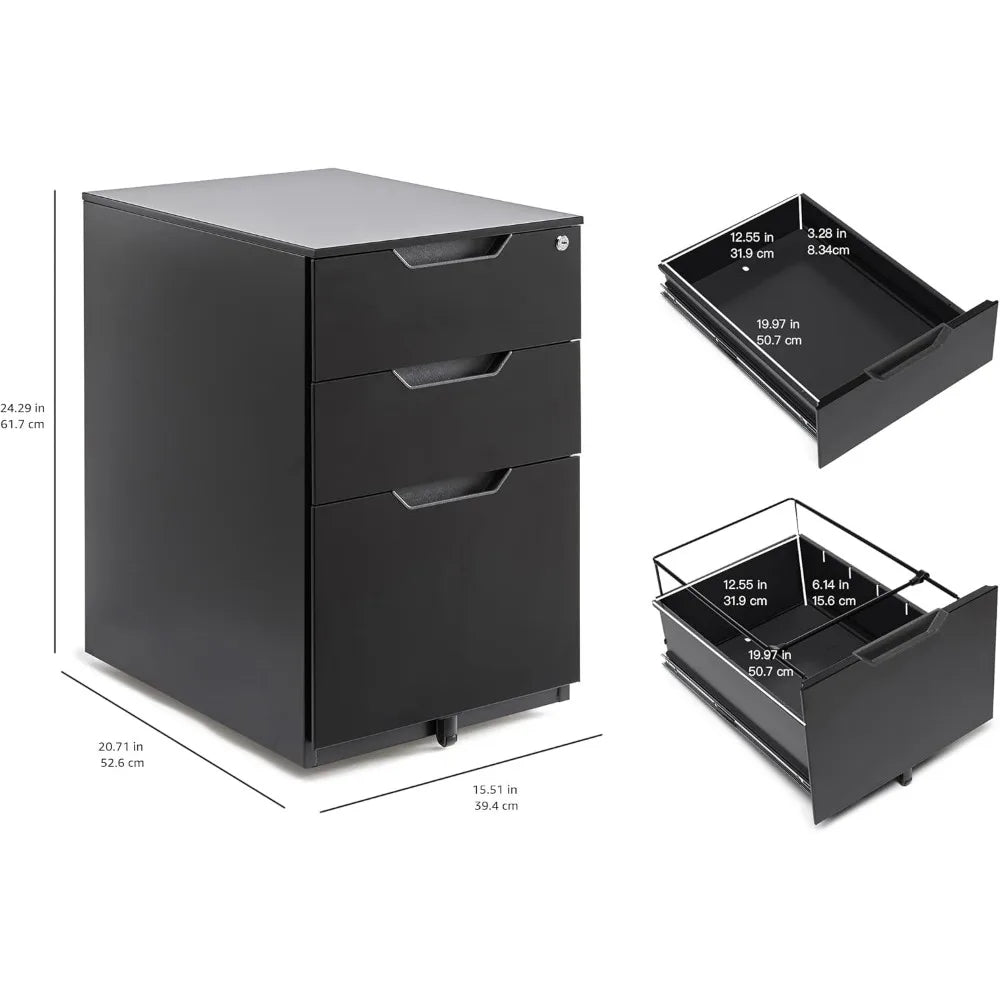 Lockable mobile file cabinet