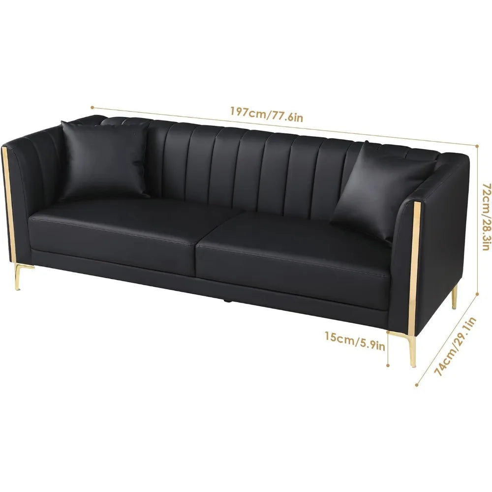 Living Room Sofa, couch features considerable resilience and durability, 78inch wide capacious seat cushion holds